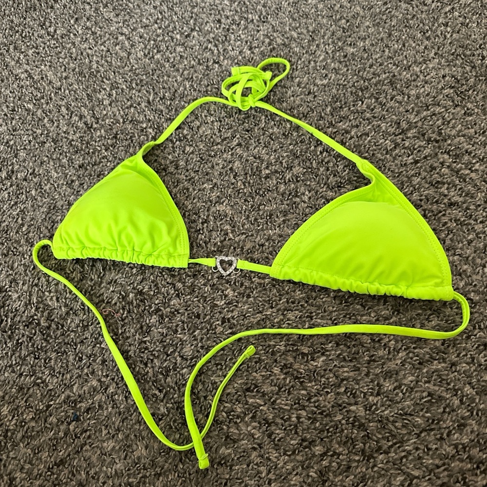 Neon Green Triangle Bikini Top